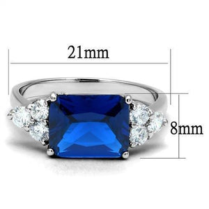 3W1367 - Rhodium Brass Ring with Synthetic Spinel in London Blue