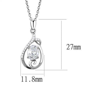 3W1375 - Rhodium 925 Sterling Silver Chain Pendant with AAA Grade CZ  in Clear