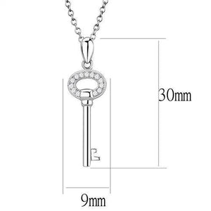 3W1379 - Rhodium 925 Sterling Silver Chain Pendant with AAA Grade CZ  in Clear