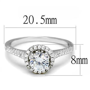 3W1386 - Rhodium 925 Sterling Silver Ring with AAA Grade CZ  in Clear