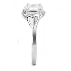 3W1388 - Rhodium 925 Sterling Silver Ring with AAA Grade CZ  in Clear