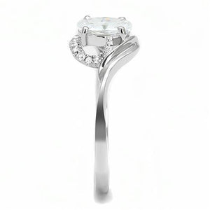 3W1388 - Rhodium 925 Sterling Silver Ring with AAA Grade CZ  in Clear