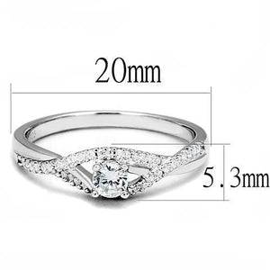 3W1390 - Rhodium 925 Sterling Silver Ring with AAA Grade CZ  in Clear