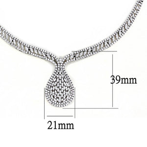 3W1417 - Rhodium Brass Jewelry Sets with AAA Grade CZ  in Clear