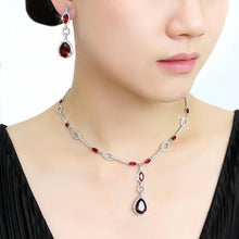 Load image into Gallery viewer, 3W1423 - Rhodium Brass Jewelry Sets with Synthetic Synthetic Glass in Garnet