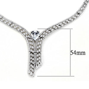 3W1434 - Rhodium Brass Jewelry Sets with AAA Grade CZ  in Clear