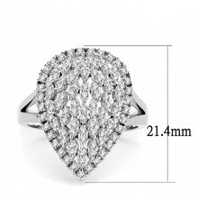 Load image into Gallery viewer, 3W1436 - Rhodium Brass Ring with AAA Grade CZ  in Clear