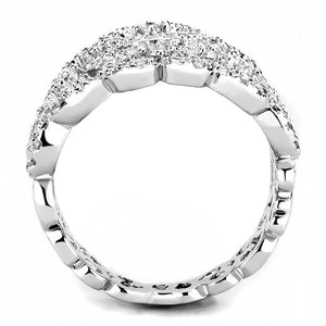 3W1439 - Rhodium Brass Ring with AAA Grade CZ  in Clear