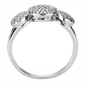 3W1440 - Rhodium Brass Ring with AAA Grade CZ  in Clear