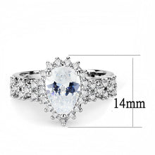 Load image into Gallery viewer, 3W1442 - Rhodium Brass Ring with AAA Grade CZ  in Clear