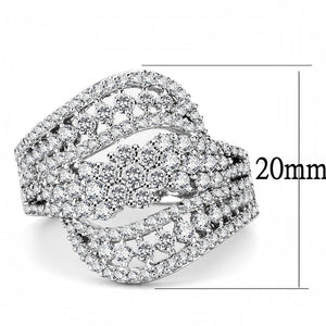 3W1445 - Rhodium Brass Ring with AAA Grade CZ  in Clear