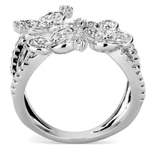 Load image into Gallery viewer, 3W1447 - Rhodium Brass Ring with AAA Grade CZ  in Clear