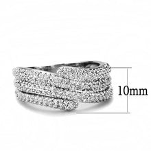 Load image into Gallery viewer, 3W1449 - Rhodium Brass Ring with AAA Grade CZ  in Clear