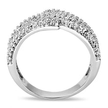 Load image into Gallery viewer, 3W1449 - Rhodium Brass Ring with AAA Grade CZ  in Clear