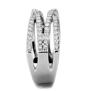 3W1450 - Rhodium Brass Ring with AAA Grade CZ  in Clear