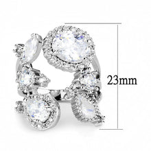 Load image into Gallery viewer, 3W1454 - Rhodium Brass Ring with AAA Grade CZ  in Clear