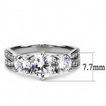 Load image into Gallery viewer, 3W1456 - Rhodium Brass Ring with AAA Grade CZ  in Clear
