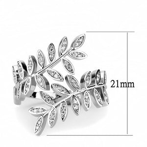 3W1457 - Rhodium Brass Ring with AAA Grade CZ  in Clear