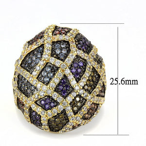 3W1461 - Gold+Ruthenium Brass Ring with AAA Grade CZ  in Multi Color
