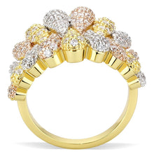 Load image into Gallery viewer, 3W1462 - Tricolor Brass Ring with AAA Grade CZ  in Clear