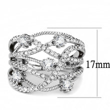 Load image into Gallery viewer, 3W1463 - Rhodium Brass Ring with AAA Grade CZ  in Clear