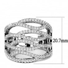 Load image into Gallery viewer, 3W1465 - Rhodium Brass Ring with AAA Grade CZ  in Clear