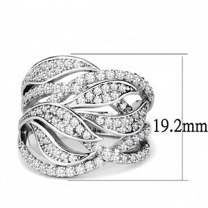 3W1466 - Rhodium Brass Ring with AAA Grade CZ  in Clear