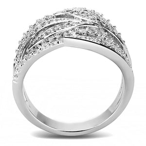 3W1466 - Rhodium Brass Ring with AAA Grade CZ  in Clear