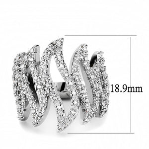 3W1467 - Rhodium Brass Ring with AAA Grade CZ  in Clear