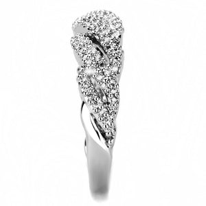 3W1468 - Rhodium Brass Ring with AAA Grade CZ  in Clear