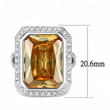 Load image into Gallery viewer, 3W1471 - Rhodium Brass Ring with AAA Grade CZ  in Champagne