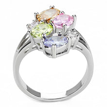 Load image into Gallery viewer, Jean Cocktail Ring - Rhodium Brass, AAA CZ , Multi Color - 3W1474