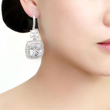 Load image into Gallery viewer, 3W1477 - Rhodium Brass Earrings with AAA Grade CZ  in Clear