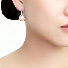 Load image into Gallery viewer, 3W1478 - Rhodium Brass Earrings with Synthetic Pearl in White