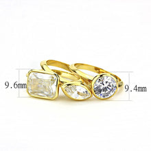 Load image into Gallery viewer, 3W1482 - Gold Brass Ring with AAA Grade CZ  in Clear