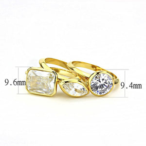 3W1482 - Gold Brass Ring with AAA Grade CZ  in Clear