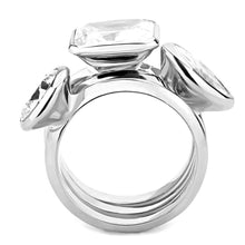 Load image into Gallery viewer, 3W1486 - Rhodium Brass Ring with AAA Grade CZ  in Clear