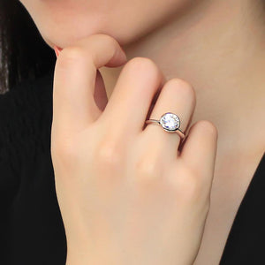 3W1487 - Rhodium Brass Ring with AAA Grade CZ  in Clear