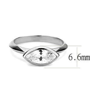 3W1489 - Rhodium Brass Ring with AAA Grade CZ  in Clear