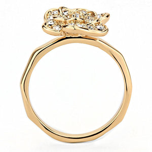3W1491 - Rose Gold Brass Ring with Top Grade Crystal  in Clear