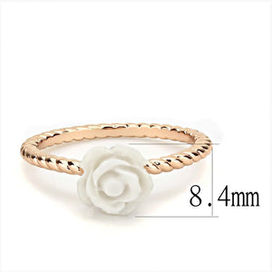 3W1492 - Rose Gold Brass Ring with Synthetic Synthetic Stone in White