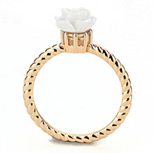 Load image into Gallery viewer, 3W1492 - Rose Gold Brass Ring with Synthetic Synthetic Stone in White