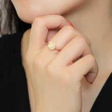 Load image into Gallery viewer, 3W1492 - Rose Gold Brass Ring with Synthetic Synthetic Stone in White