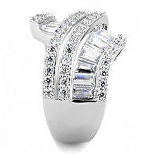 Load image into Gallery viewer, 3W1501 - Rhodium Brass Ring with AAA Grade CZ  in Clear