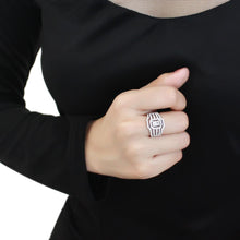 Load image into Gallery viewer, 3W1503 - Rhodium Brass Ring with AAA Grade CZ  in Clear
