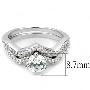 3W1505 - Rhodium Brass Ring with AAA Grade CZ  in Clear