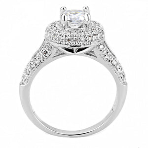 3W1506 - Rhodium Brass Ring with AAA Grade CZ  in Clear
