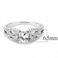 Load image into Gallery viewer, 3W1511 - Rhodium Brass Ring with AAA Grade CZ  in Clear