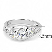 Load image into Gallery viewer, 3W1512 - Rhodium Brass Ring with AAA Grade CZ  in Clear
