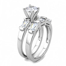 Load image into Gallery viewer, 3W1515 - Rhodium Brass Ring with AAA Grade CZ  in Clear